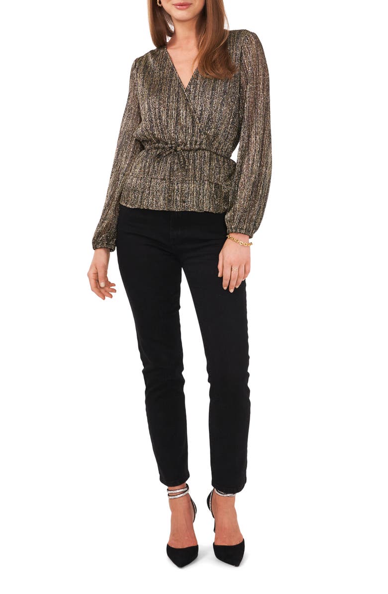Vince Camuto Metallic Crossfront Top, Alternate, color,