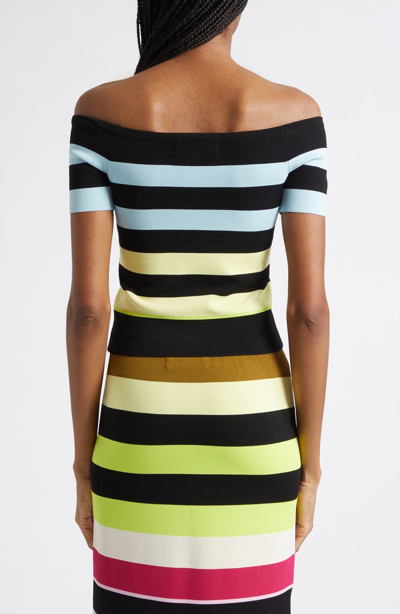 Christopher John Rogers Stripe Off the Shoulder Knit Top, Alternate, color, Haze Multi