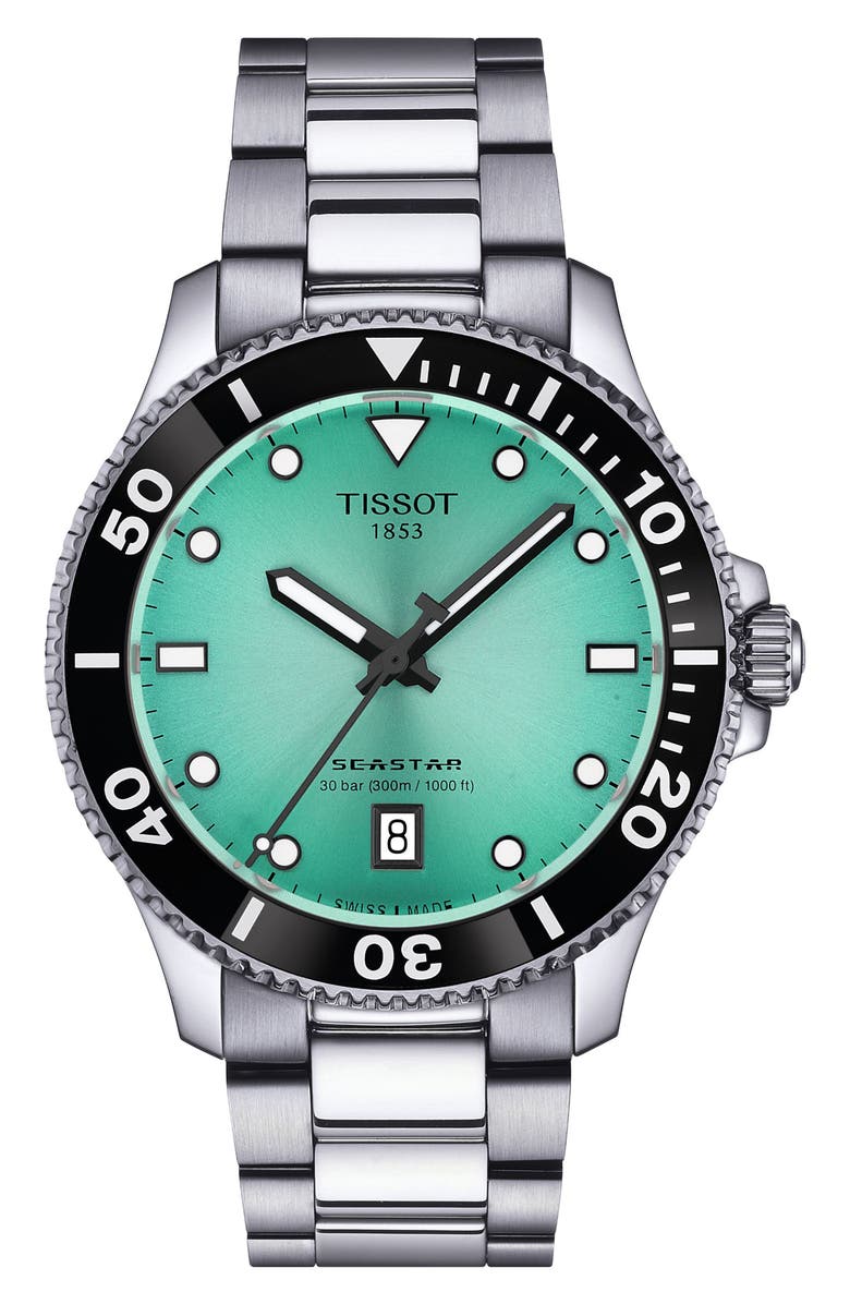 Tissot Seastar 1000 Turquoise Dial Bracelet Watch, 40mm, Main, color,