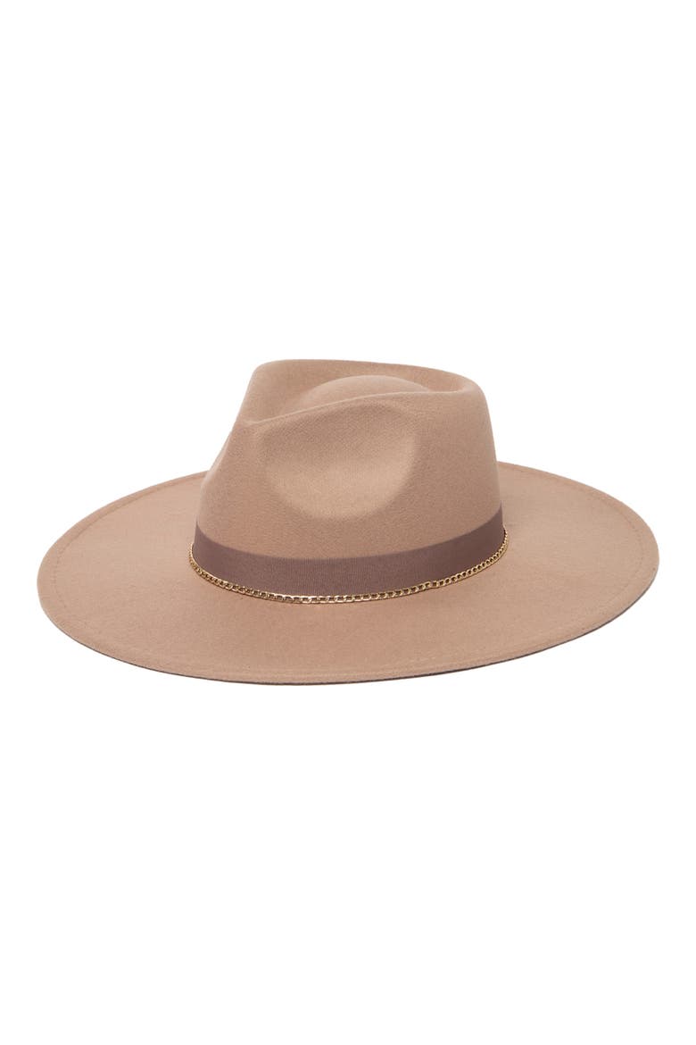 Chain Trim Fedora Hat, Main, color, TAUPE