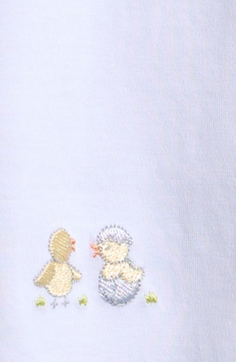 Kissy Kissy Hatchlings Embroidered Pima Cotton Footie & Hat Set, Alternate, color, White/ Silver