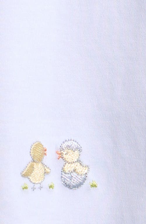 Kissy Kissy Hatchlings Embroidered Pima Cotton Footie & Hat Set In White