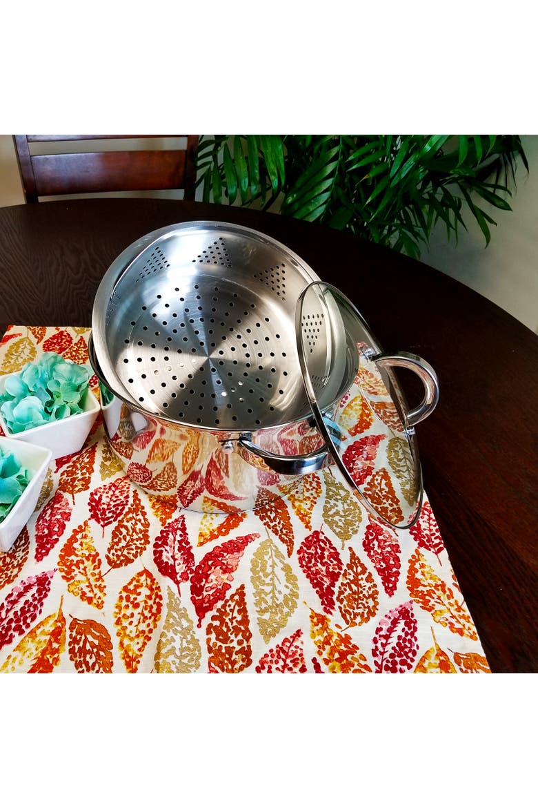 Sangerfield 6 Quart Stainless Steel Casserole Pan with Steamer Insert and Lid, Alternate, color, Metallic Silver