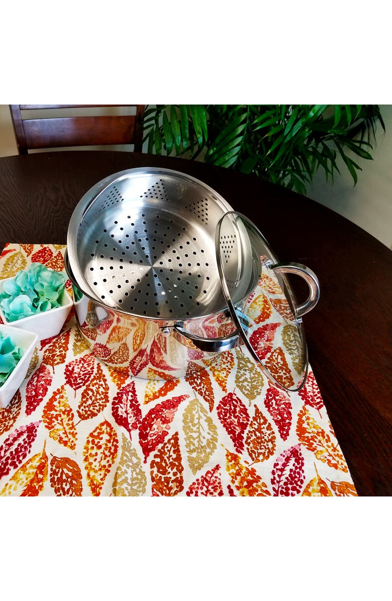 OSTER Sangerfield 6 Quart Stainless Steel Casserole Pan with Steamer Insert and Lid, Alternate, color, Metallic Silver