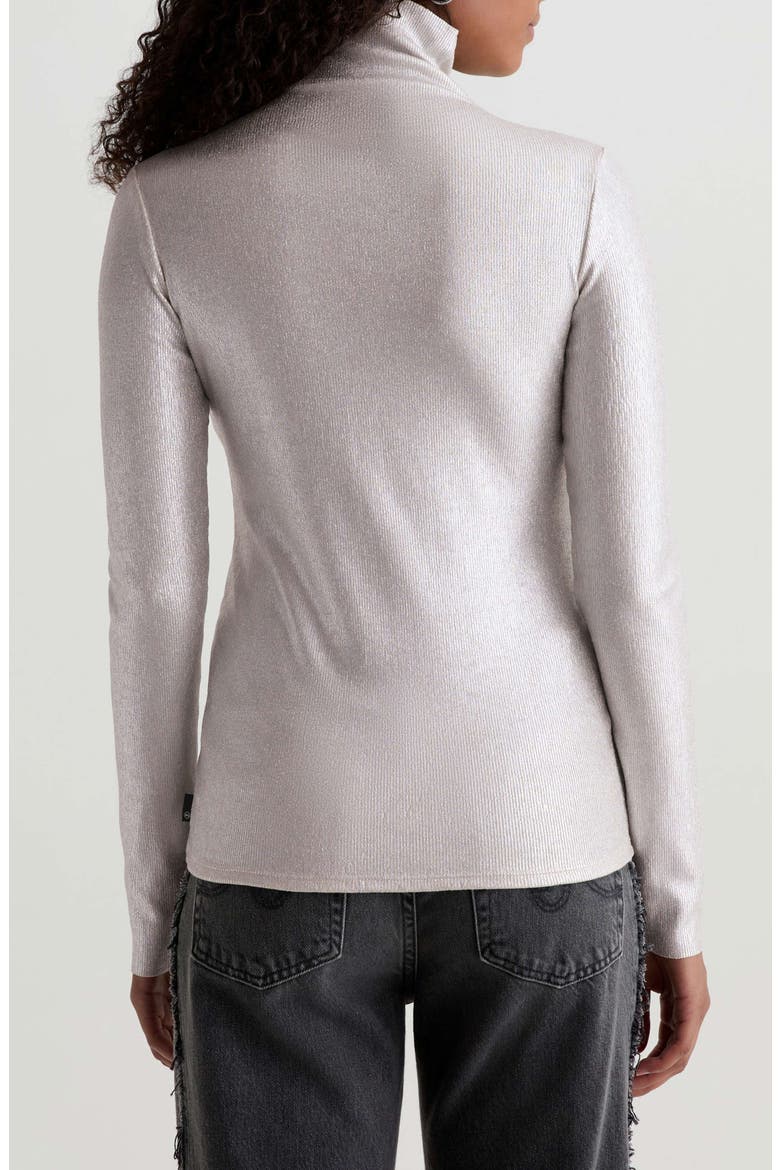 Chels Metallic Rib Turtleneck Sweater, Alternate, color, POWDER/SILVER