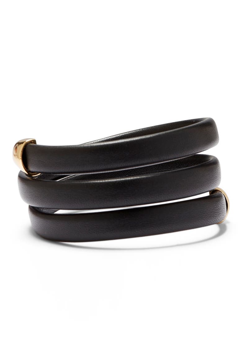 Leather Wrap Bracelet, Main, color, GOLD/ BLACK