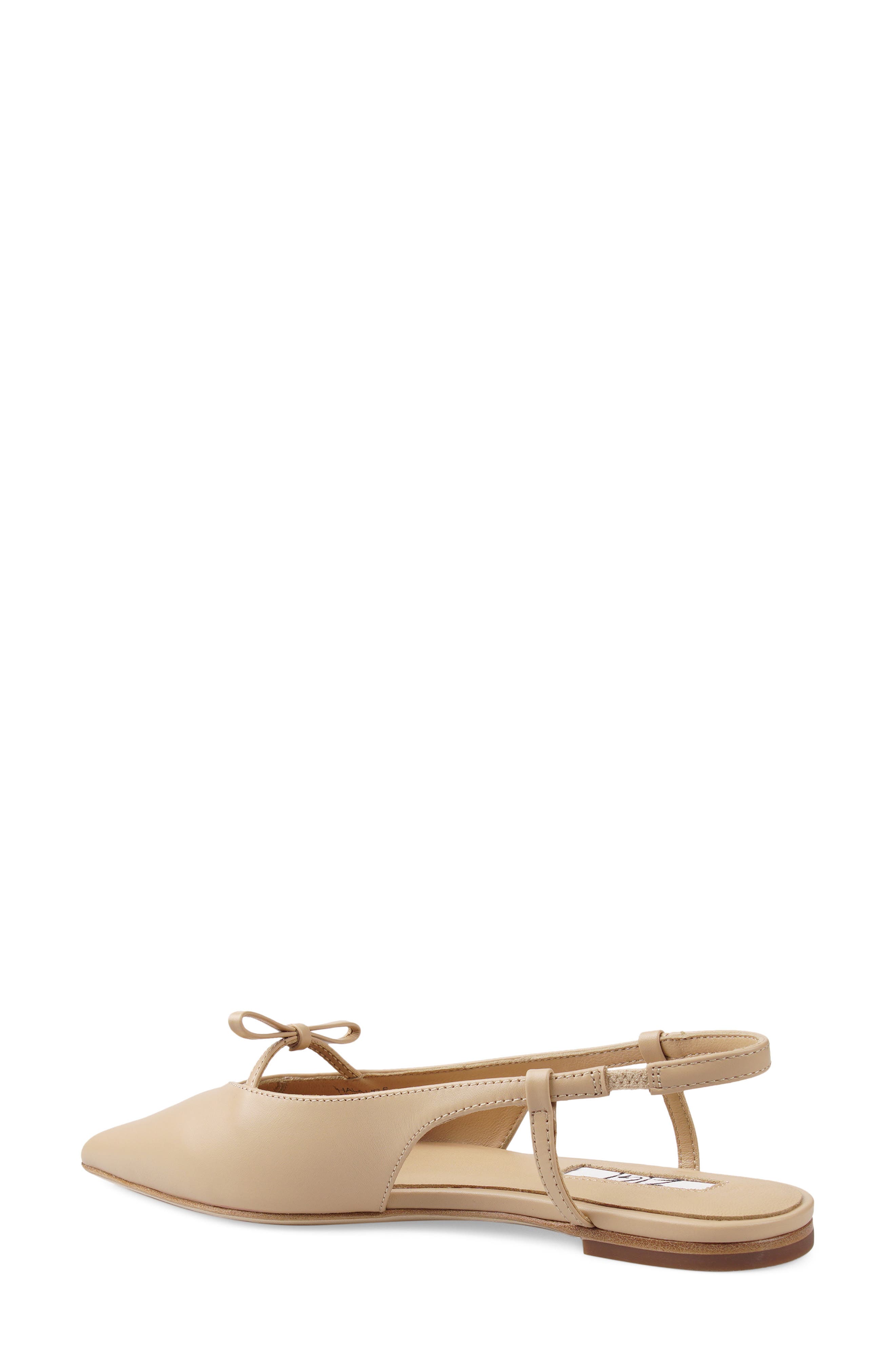 Hala Pointed Toe Slingback Flat, Alternate, color, BEIGE LEATHER