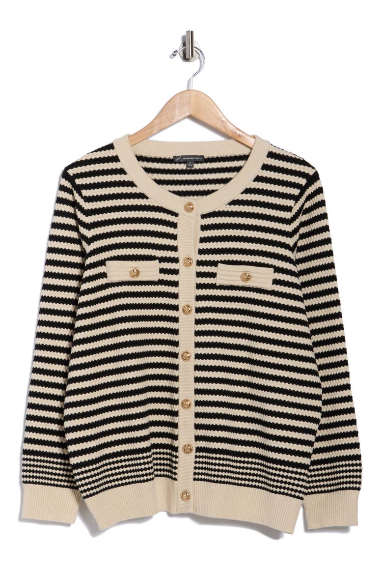 Stripe Cardigan, Main, color, CREAM/ BLACK