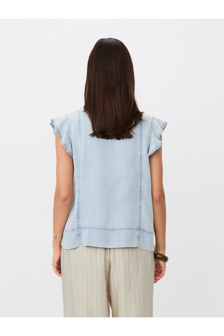 Madalali Denim V-Neck Blouse, Alternate, color, Light Denim