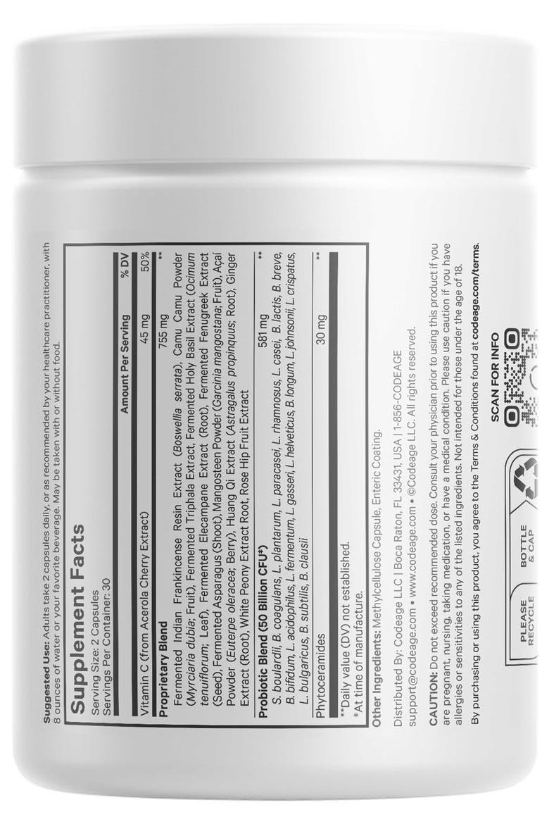 Skin Probiotics 50 Billion CFU + Prebiotics Supplement, Alternate, color, White