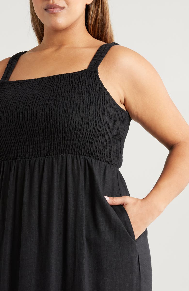 Chelsea28 Smocked Maxi Sundress, Alternate, color, Black