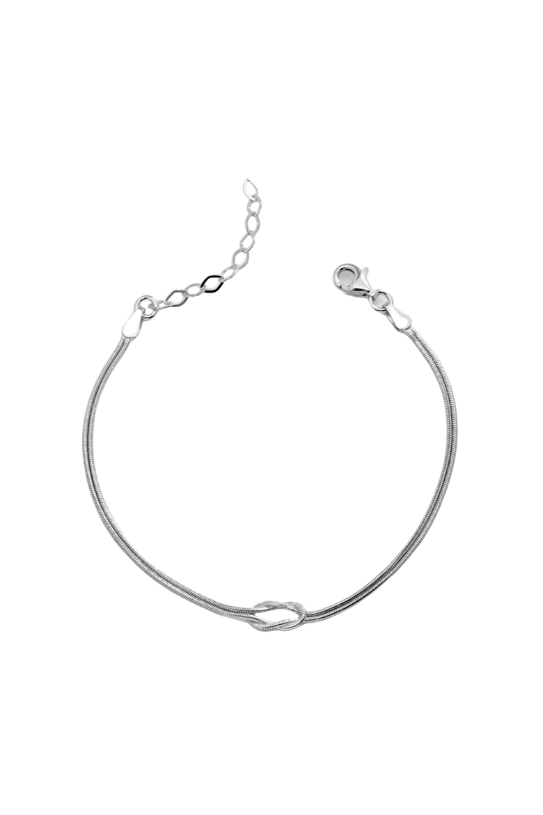 Sterling Silver Snake Chain Knot Bracelet, Main, color, Silver