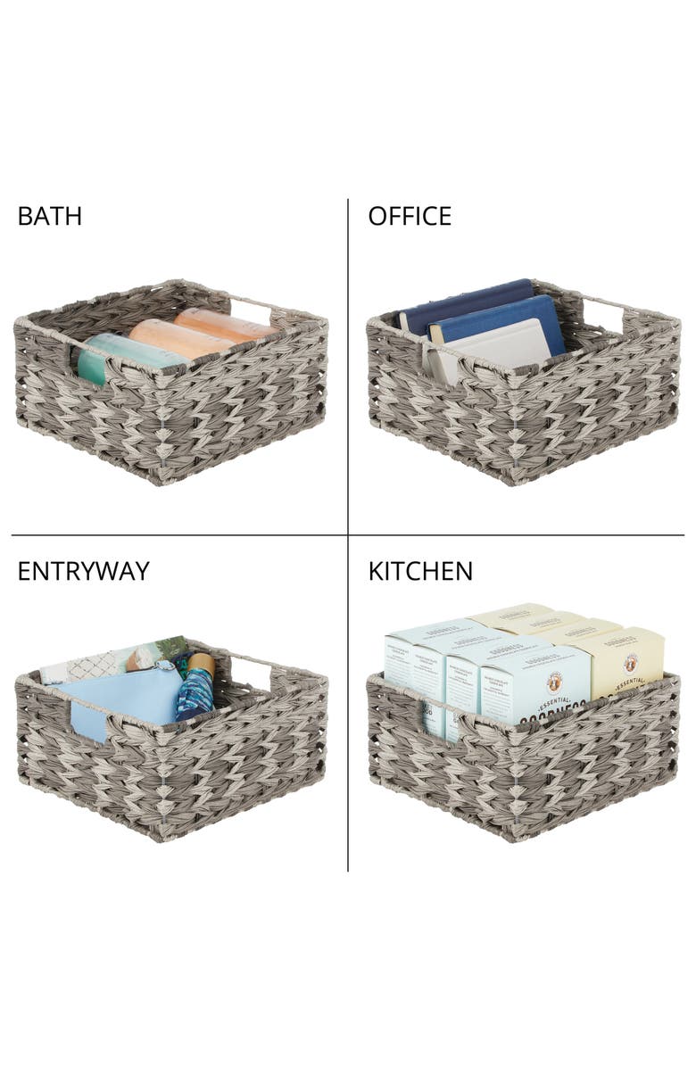 mDesign Woven Plastic Kitchen Pantry Storage Bin Basket - 6 Pack - Gray Ombre, Alternate, color, Gray