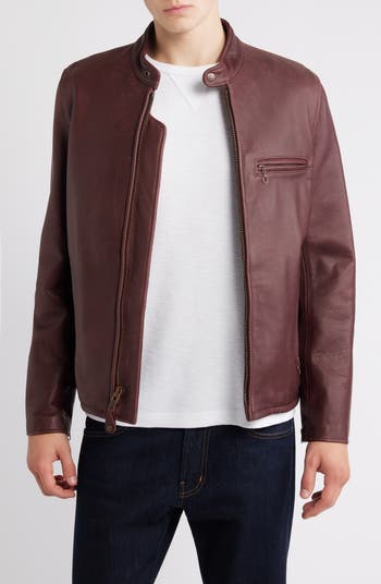 Schott NYC Café Racer Oil Tanned Leather Moto Jacket Nordstrom