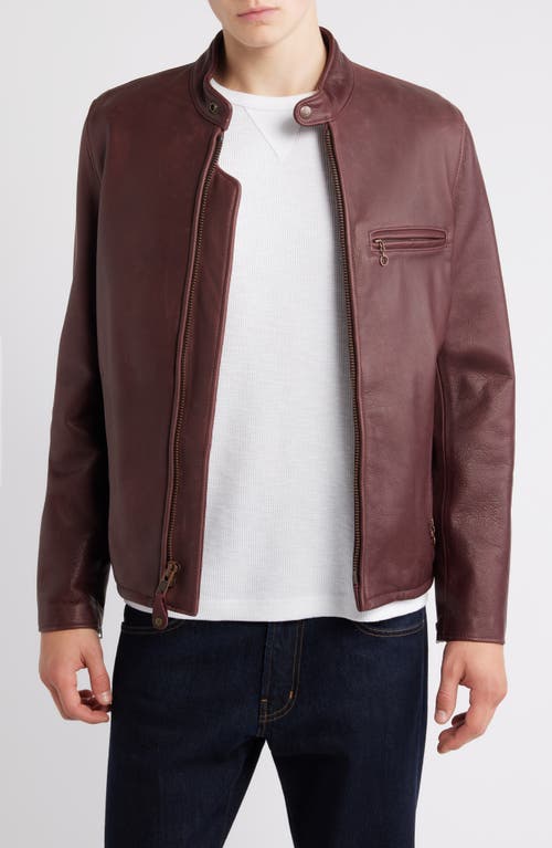 Schott Nyc Café Racer Oil Tanned Leather Moto Jacket In Burgundy