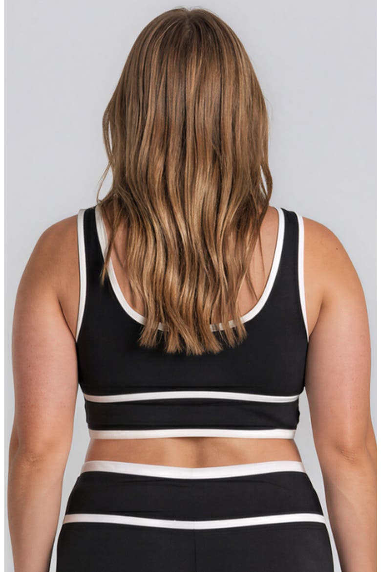 Plus Size Long Line SwimBra Two-Toned Collection, Alternate, color, Black & White