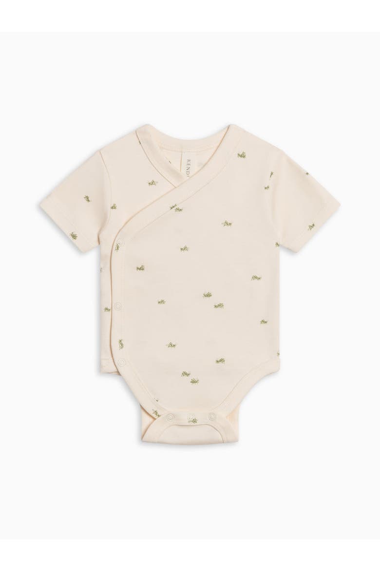 Organic Cotton Lark Short Sleeve Wrap Bodysuit, Alternate, color, Grasshopper / Fern + Mint