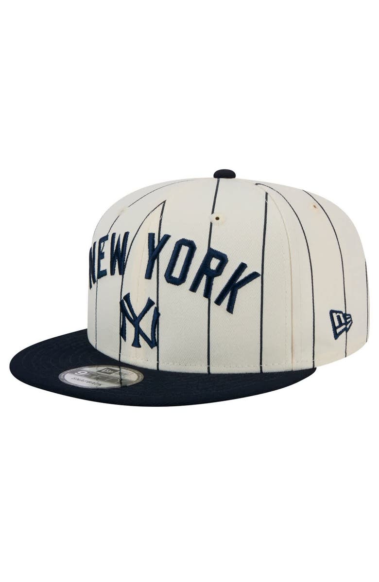New Era Men's New Era White New York Yankees Jersey Pinstripe 9FIFTY Snapback Hat, Main, color,