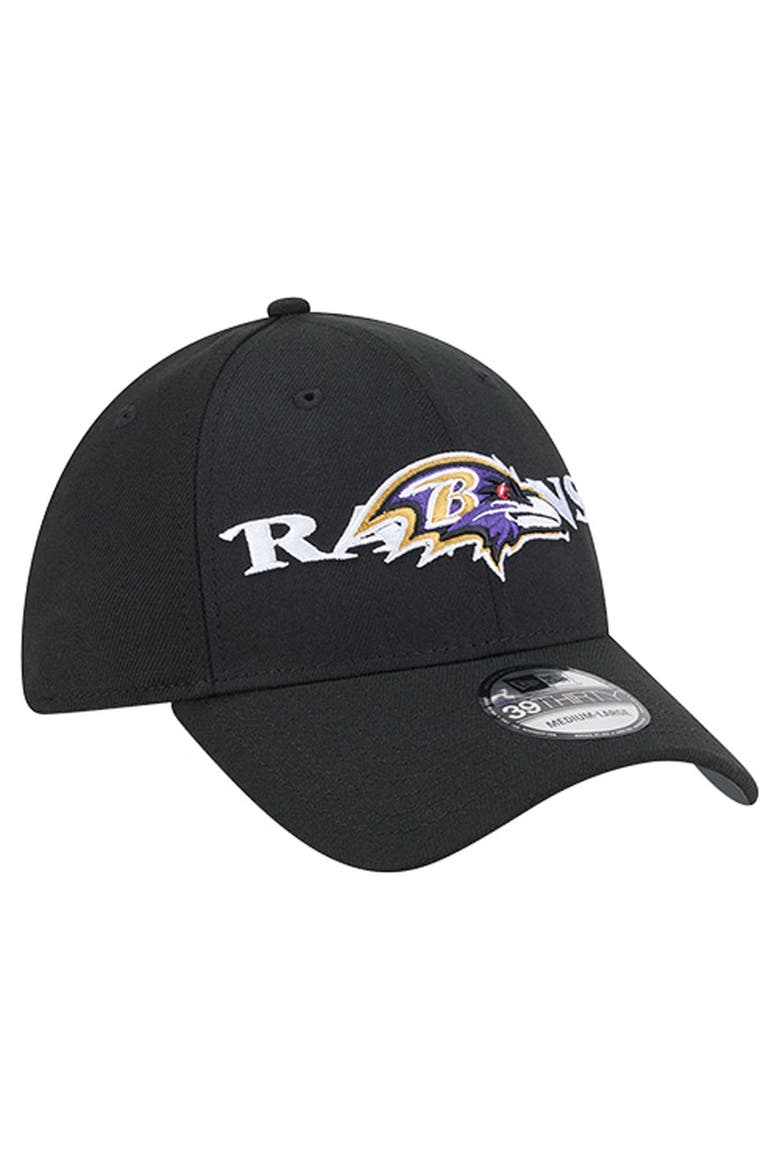 Men's New Era Black Baltimore Ravens Overlap Logo 39THIRTY Stretch Fit Hat, Alternate, color, Black