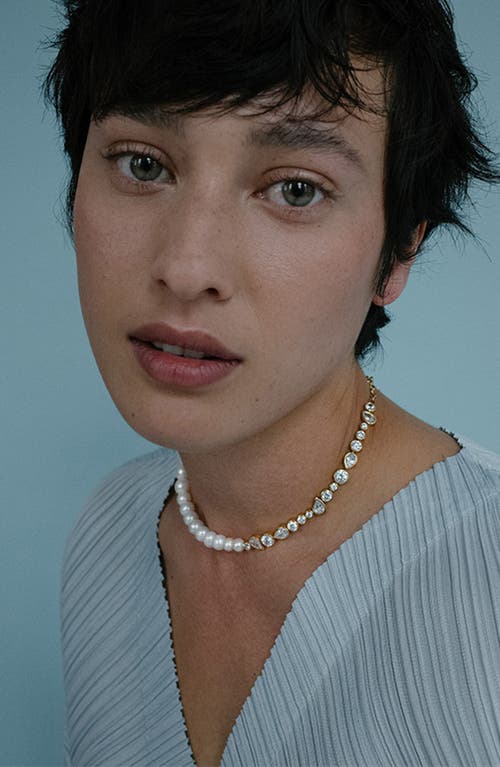 Completedworks Freshwater Pearl & Cubic Zirconia Necklace In White