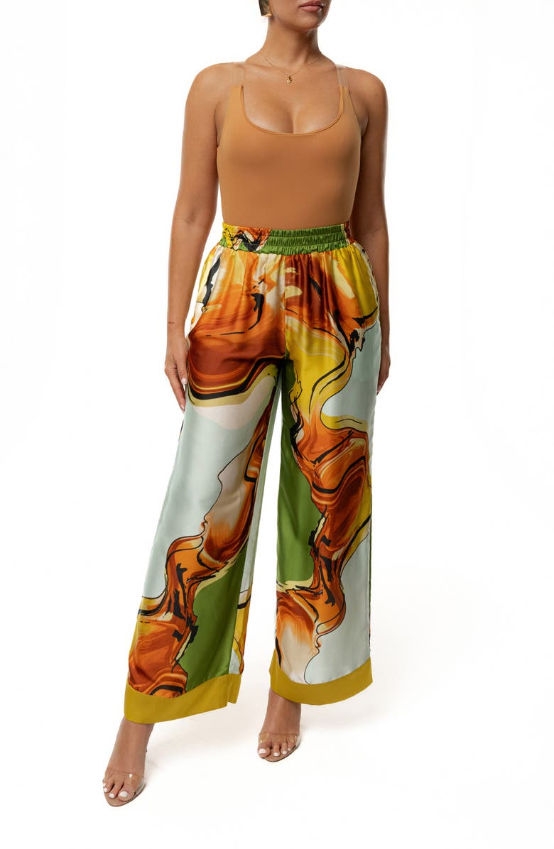 JLUXLABEL Jet Set Satin Wide Leg Pants, Alternate, color, Green