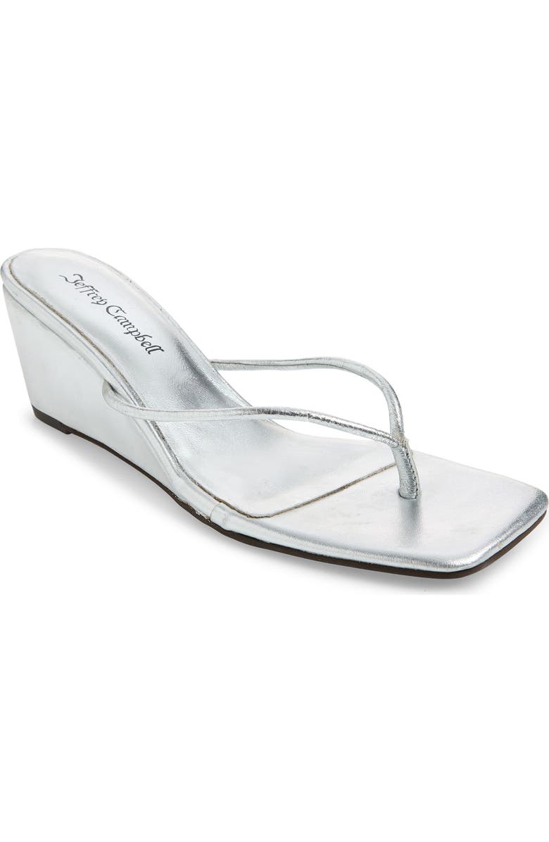 Jeffrey Campbell Simplicity Wedge Flip Flop, Main, color, Silver