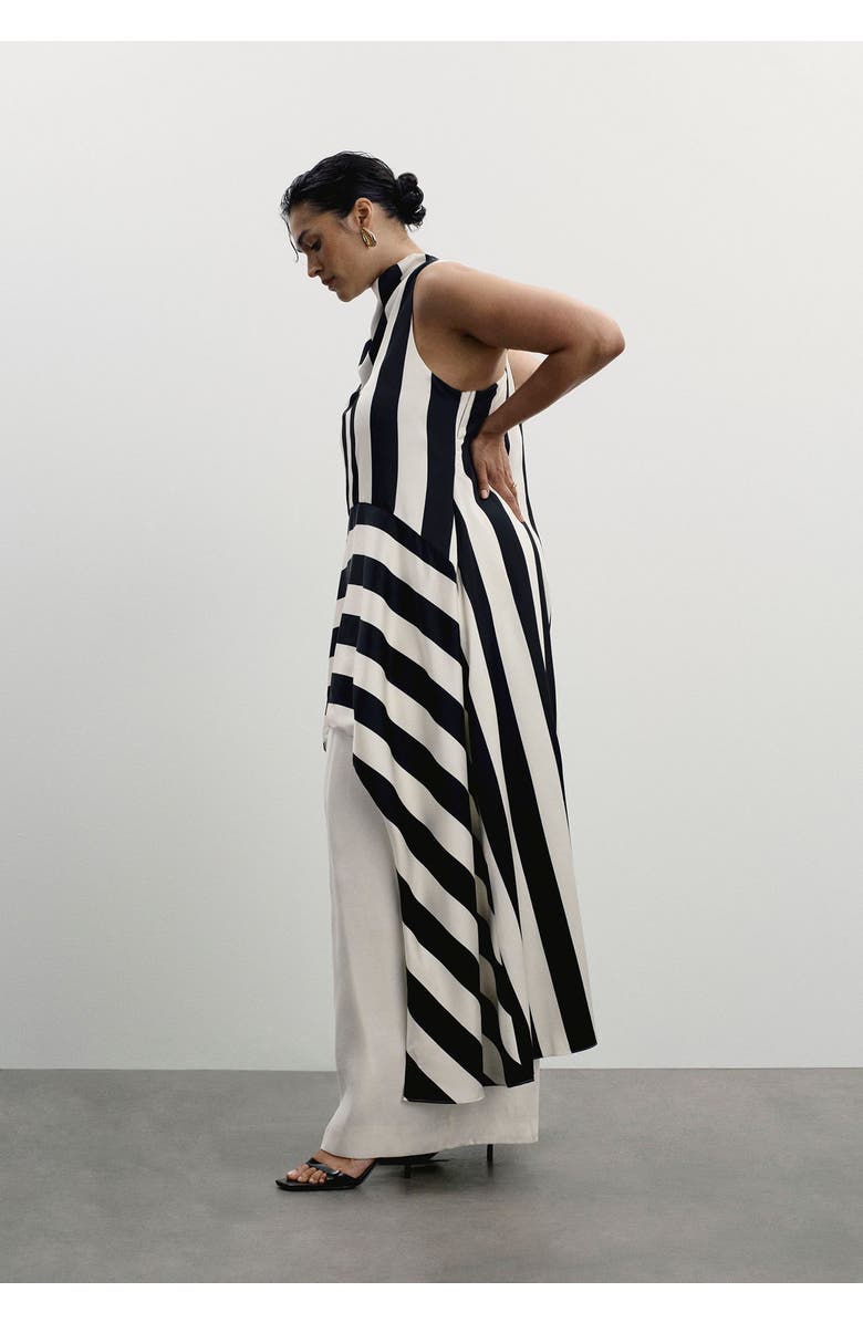 11 Honoré Longline Striped Satin Top, Alternate, color, Black White Stripe