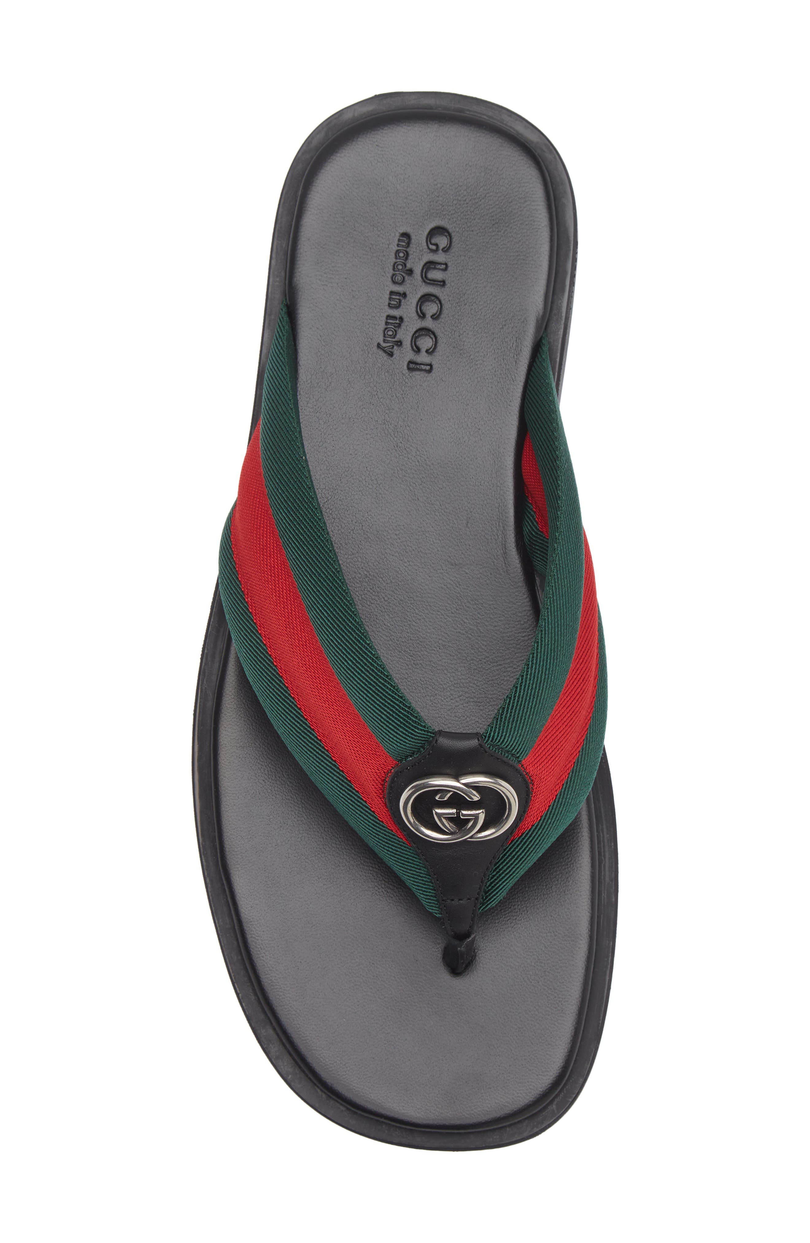 Gucci Maverik Flip Flop, Alternate, color, Green/ Red Mix Color