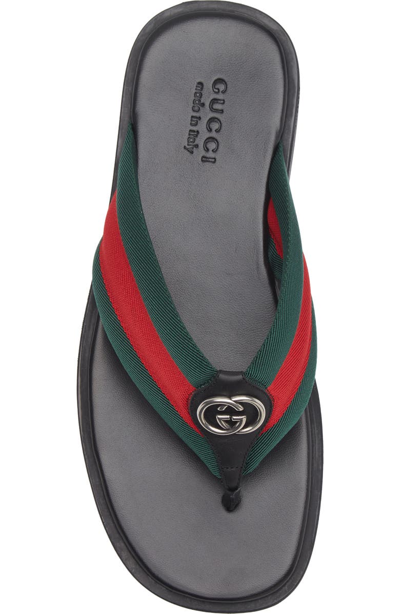 Gucci Maverik Flip Flop, Alternate, color, Green/ Red Mix Color