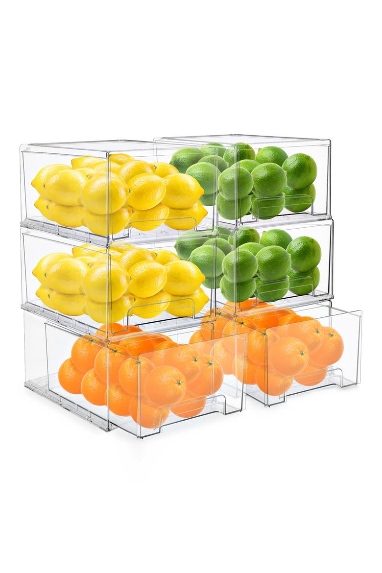 Set of 6 Large Fridge Storage Drawers, Main, color, NO COLOR