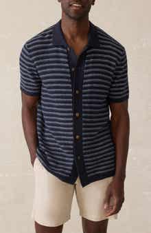 Faherty Stripe Short Sleeve Cardigan
