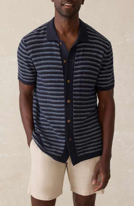 Faherty Stripe Short Sleeve Cardigan