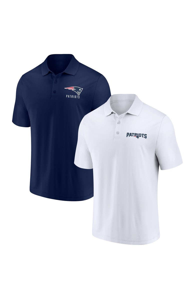 FANATICS Men's Fanatics Branded White/Navy New England Patriots Lockup Two-Pack Polo Set, Main, color, White