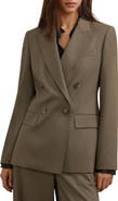 Reiss Solene Double Breasted Wool Blend Blazer