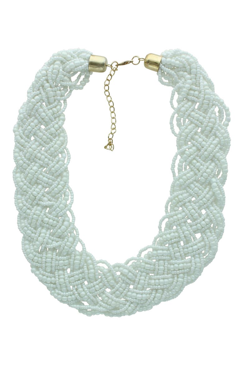 Damari Beaded Collar Necklace, Main, color, WHITE