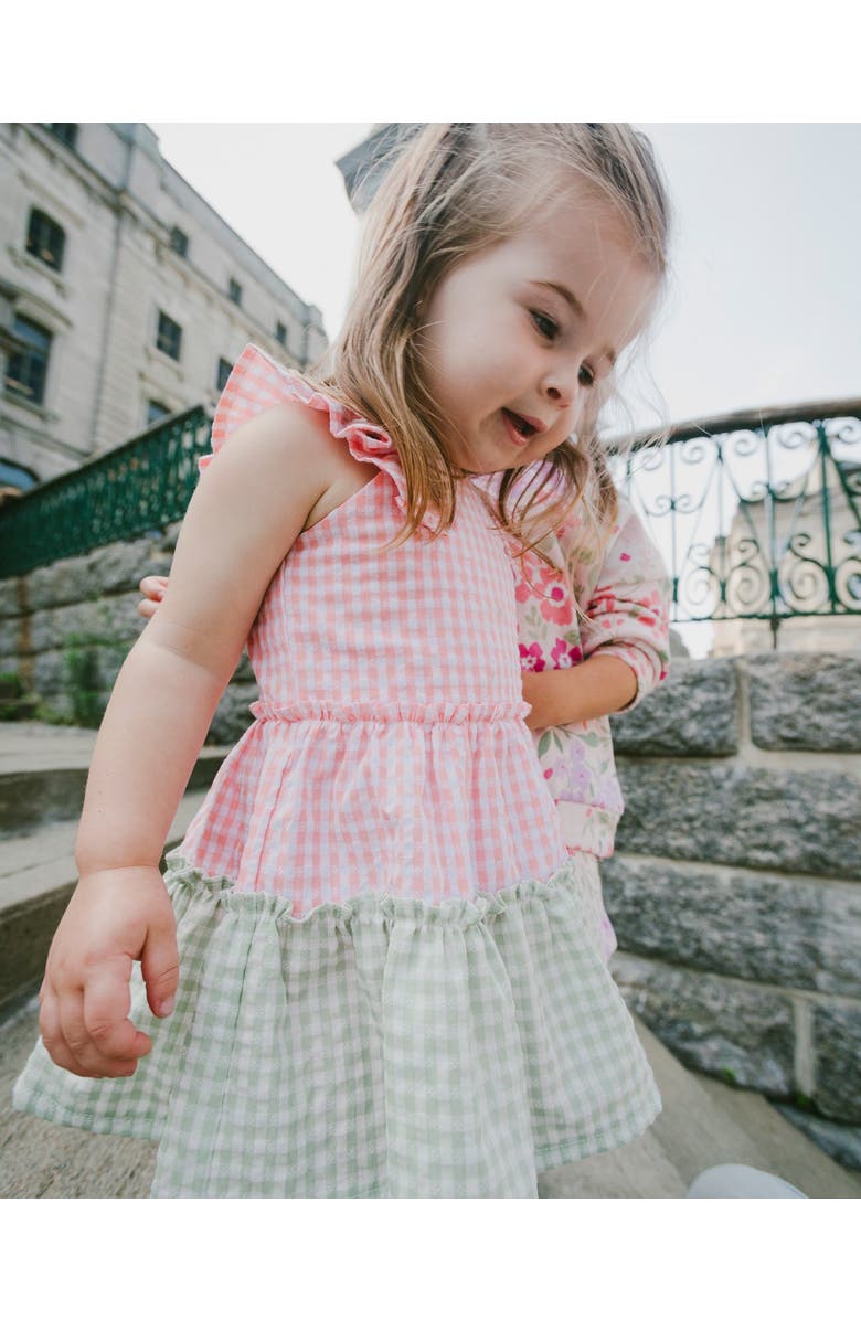 Deux par Deux Tunic and Organic Cotton Gingham Capri Set, Alternate, color, Coral Gingham & Coral