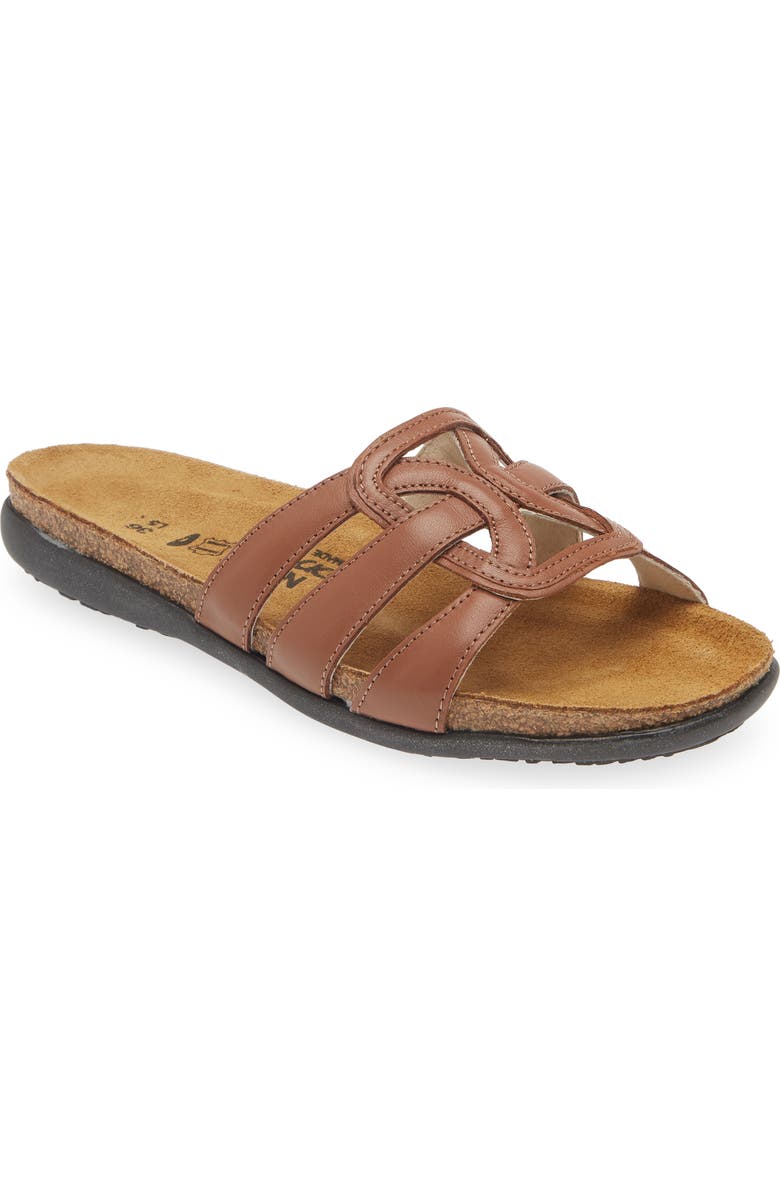 Naot Liv Slide Sandal, Main, color, Caramel Leather