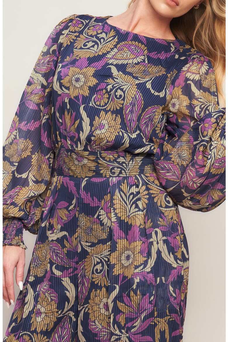 Floral Plissé Jumpsuit, Alternate, color, NAVY