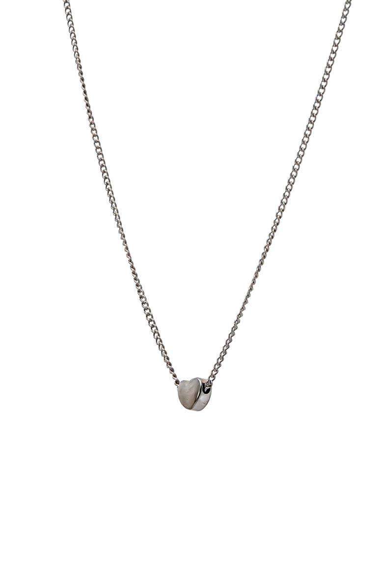Amara Petite Heart Pendant Necklace Dainty Trendy, Alternate, color, Dark Grey