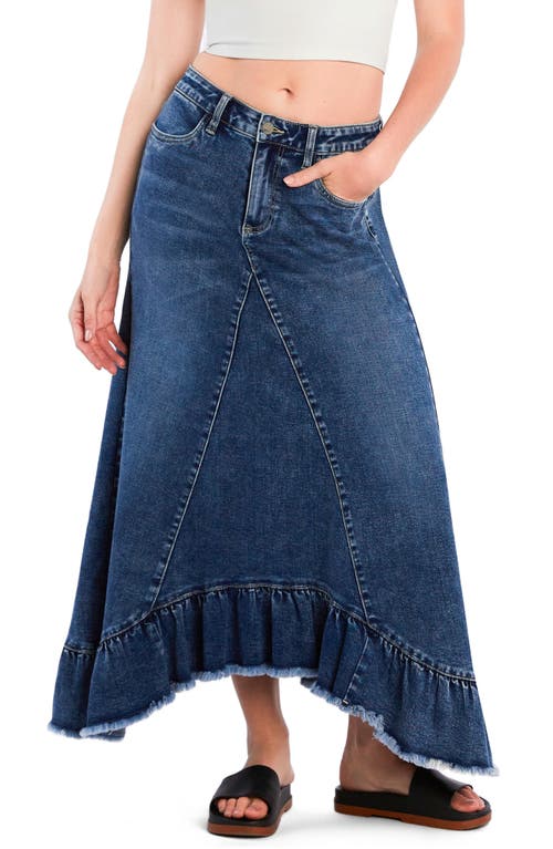 WASH LAB DENIM WASH LAB DENIM PIECED RUFFLE DENIM MAXI SKIRT