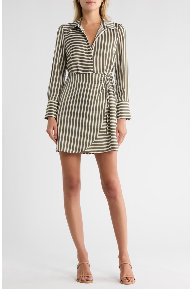 Cabana Stripe Shirtdress, Main, color, LODEN/ WHITE