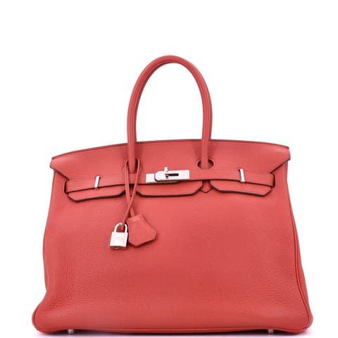 Birkin Handbag Pink Clemence with Palladium Hardware 35