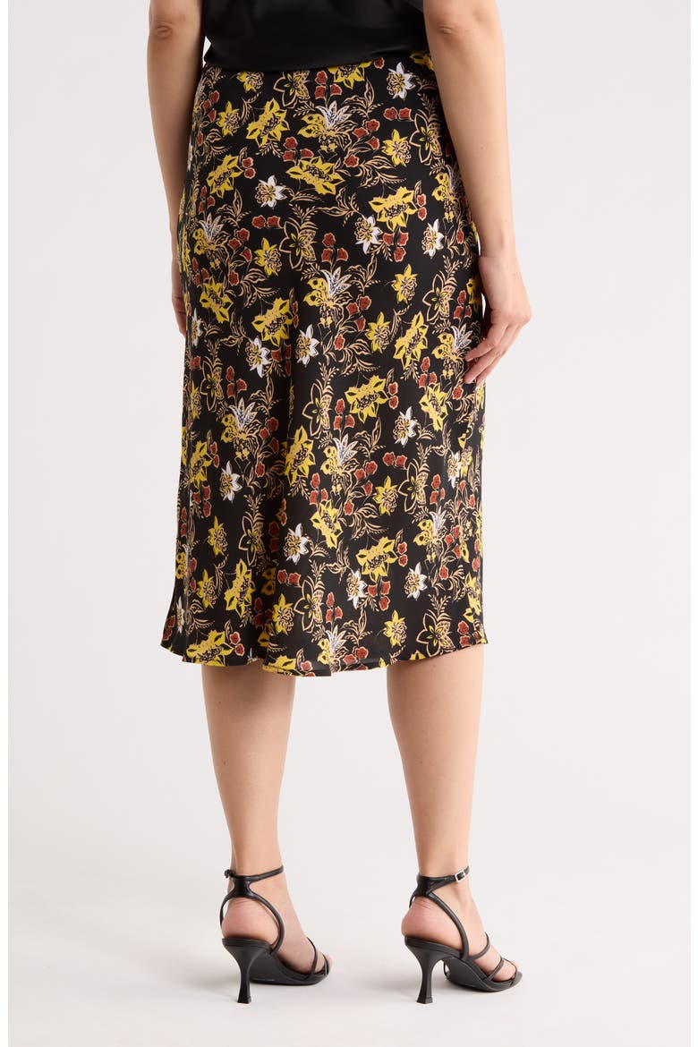 Floral Midi Skirt, Alternate, color, BLACK