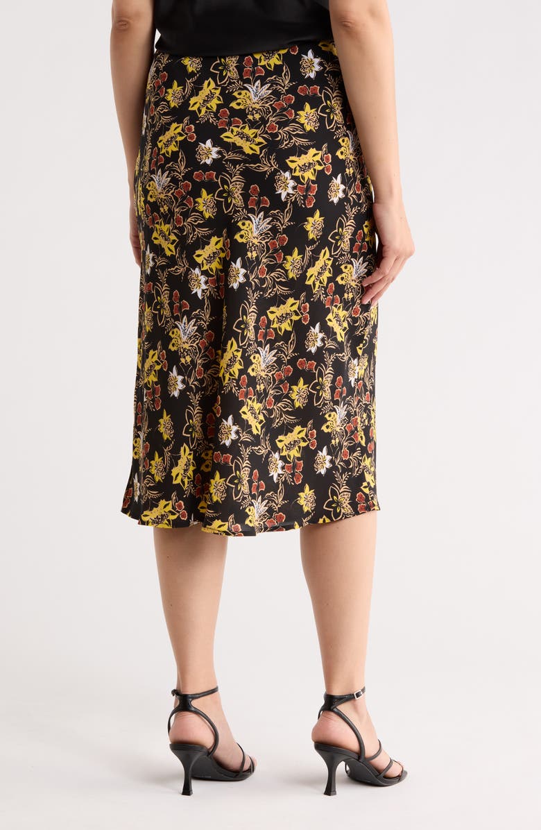 Renee C Floral Midi Skirt, Alternate, color, Black
