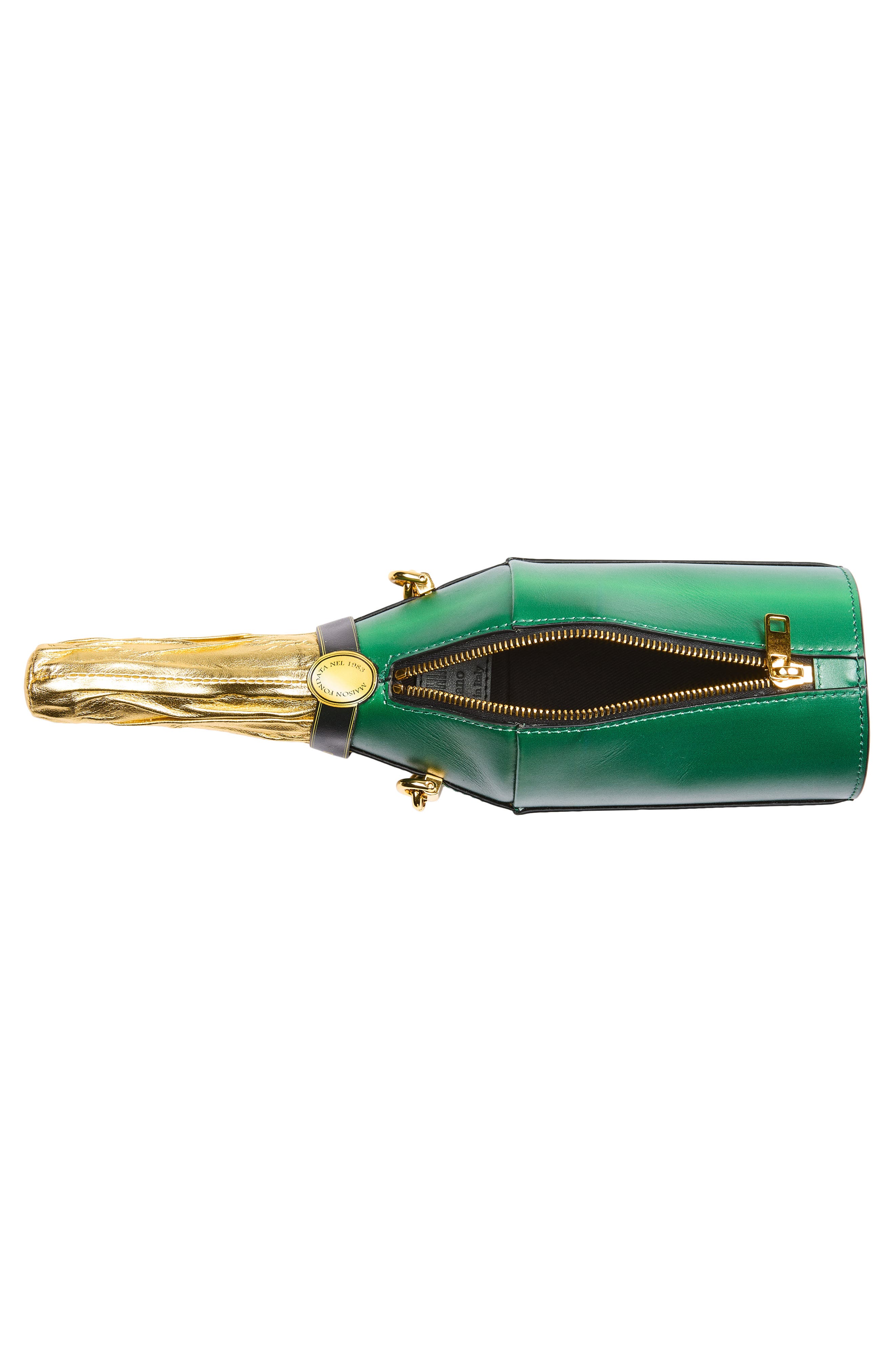 Moschino Champagne Bottle Leather Clutch, Alternate, color, One Color 85A Oe1