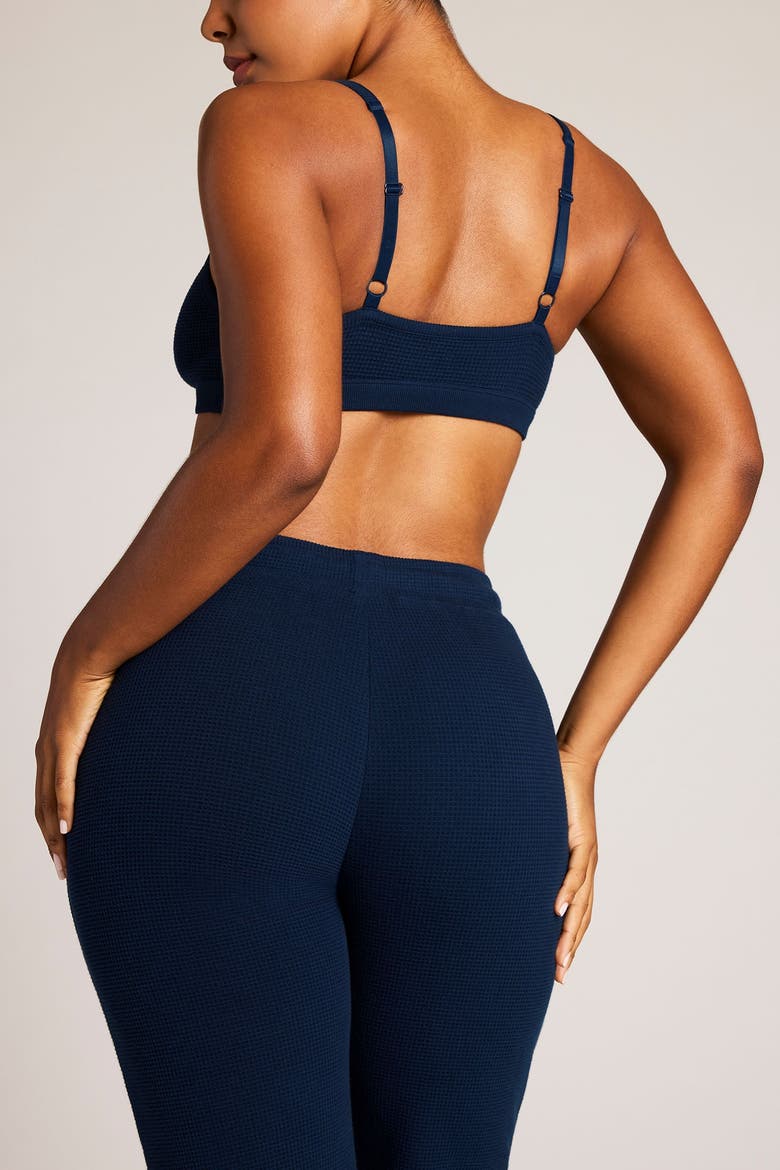 Waffle Knit Lounge Bralette, Alternate, color, Navy