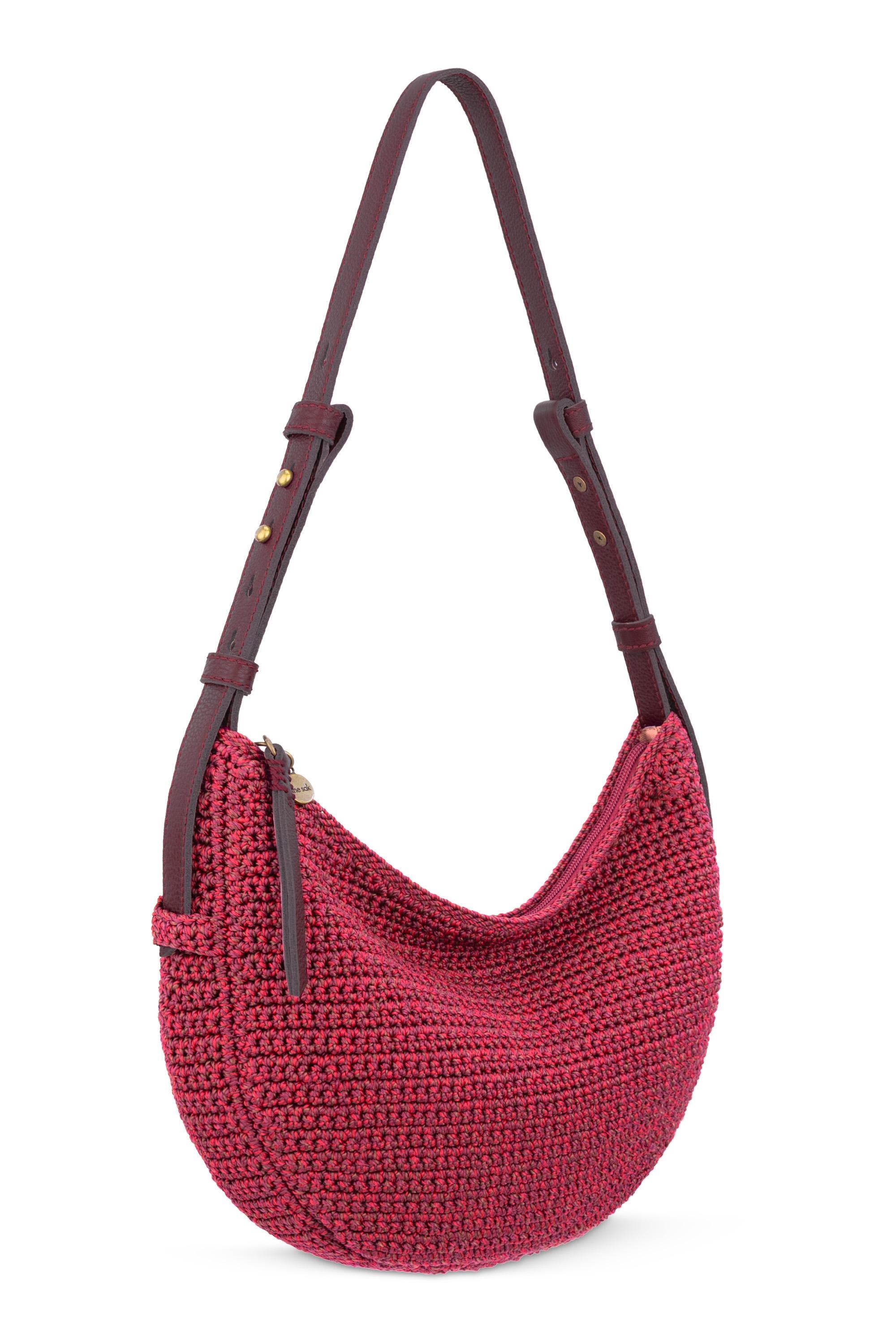 Tess Shoulder Bag Hand Crochet, Alternate, color, Black Cherry Static