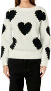 English Factory Heart Imitation Pearl Sweater