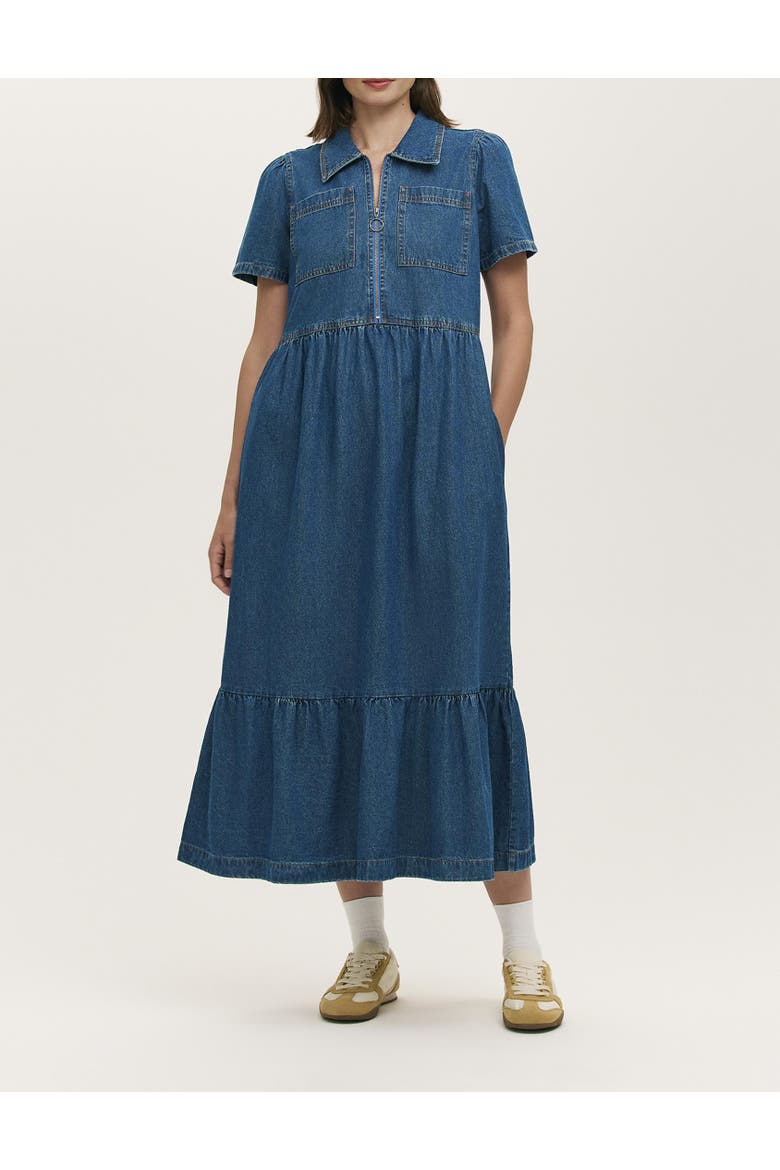 Tania Denim Midi Shirt Dress, Alternate, color, Mid Blue