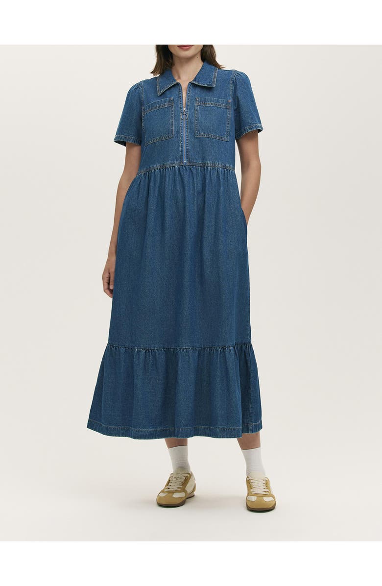 Finery London Tania Denim Midi Shirt Dress, Alternate, color, Mid Blue